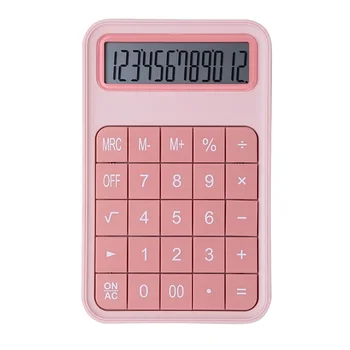 12-Cyfrowy Kalkulator Biurkowy Duże Duże Przyciski Ładny Karmelowy Kolor Finansowy Biznes Księgowość Narzędzie Różowy Zielony Szary Akumulator Szkoła