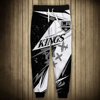 2022 Los Angeles męskie Casual Królowie Sportowe Spodnie Czarno-białe Łączenie Graffiti List Srebrna Korona Drukowanie Sportowe Spodnie