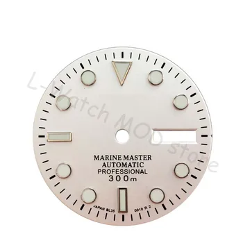 Biała tarcza dzień data do zegarków do nurkowania z mechanizmem NH36, wyposażonych w japońskiej podświetleniem C3 do SKx007 NH35/36 / 4R36 / 7