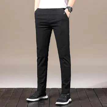męskie casual spodnie fitness, subtelne mieszanki bawełny, długie spodnie, duże rozmiary, 2019, wiosenne elastyczne spodnie koloru khaki, szare, czarne, spodnie młodzieżowe