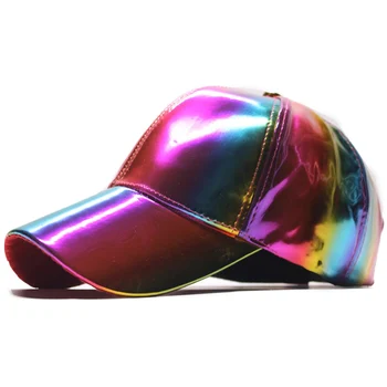 Nowa dostawa kolorowych PU laser czapka z daszkiem Mężczyźni Kobiety moduły hot-sprzedaży kolorowa tęcza członek hip-hop snapback kapelusz unisex trend EP0335