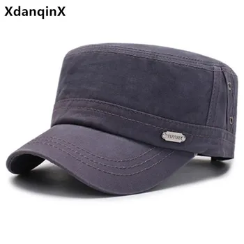 XdanqinX Nowe modne bawełniane wojskowe czapki dla dorosłych, męskie płaskie czapka, regulowana casual czapka trucker czapka-czapka męska armii Kapelusz dla taty